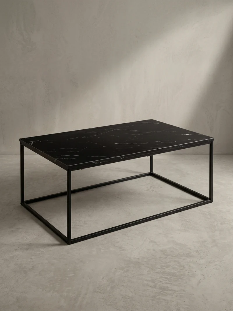 Couchtisch mit Marmor-Optik, Metallbeine, rechteckig, Serie