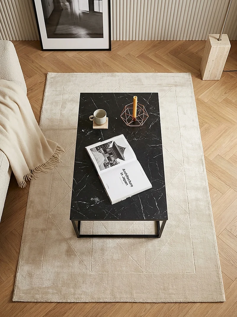 Couchtisch mit Marmor-Optik, Metallbeine, rechteckig, Serie