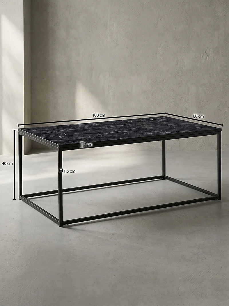 Couchtisch mit Marmor-Optik, Metallbeine, rechteckig, Serie