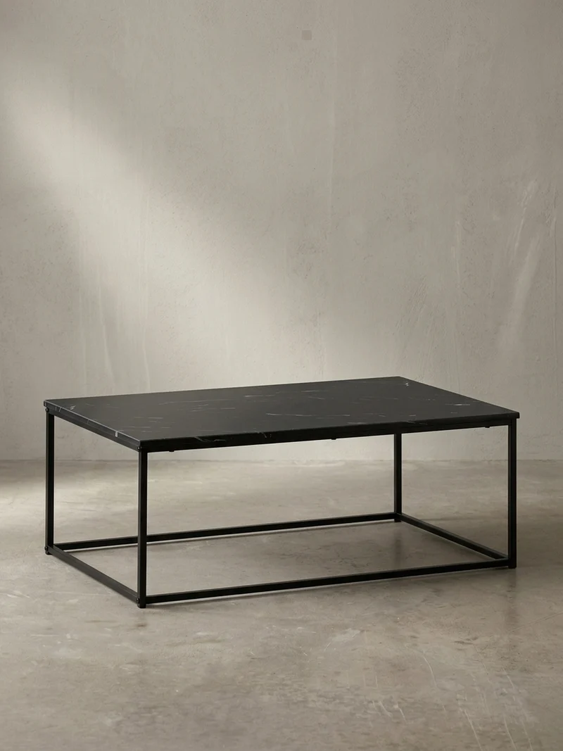 Couchtisch mit Marmor-Optik, Metallbeine, rechteckig, Serie