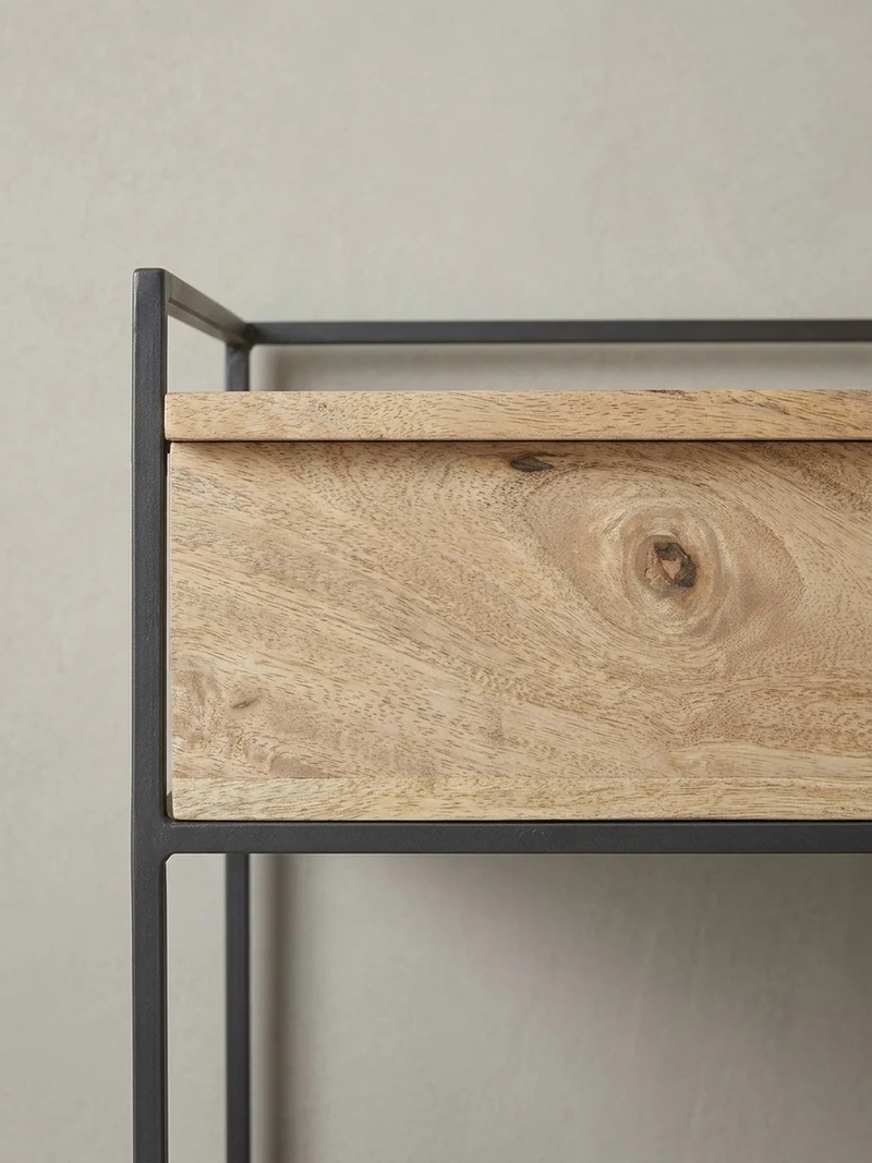 Flurbank Holz Metall Sitzfläche hochklappbar