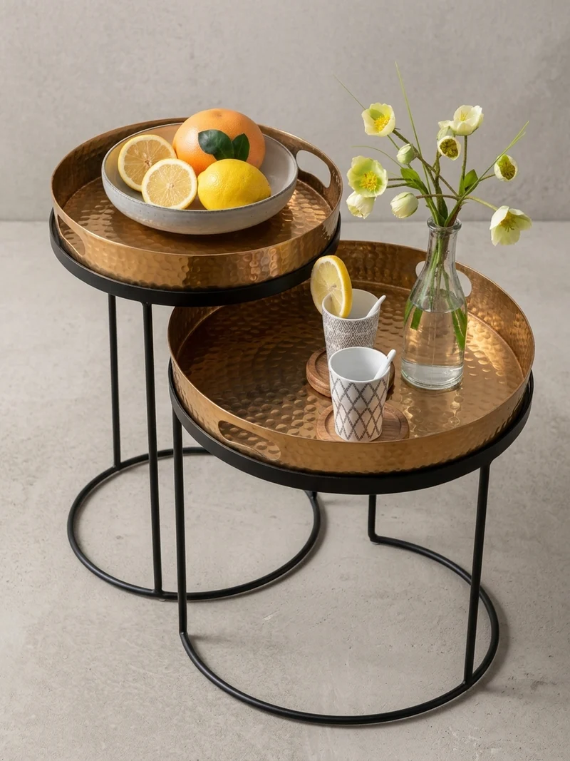 Beistelltisch Aluminium Stahl Hammerstruktur Abnehmbare Platte