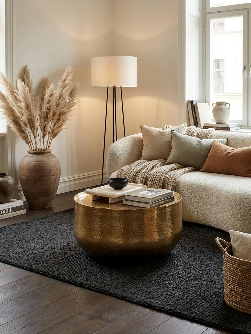 Couchtisch Orientalisch mit Hammerschlag-Struktur aus Aluminium und hohler Bauweise
