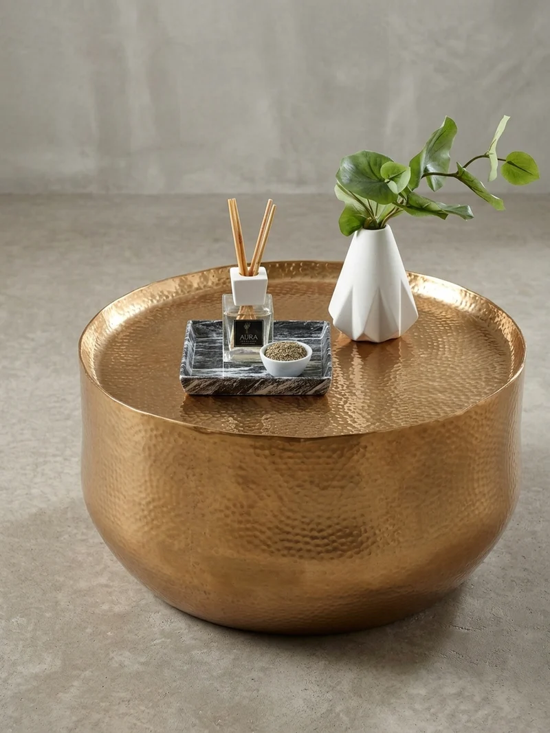 Couchtisch Orientalisch mit Hammerschlag-Struktur aus Aluminium und hohler Bauweise