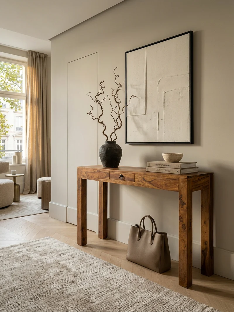 Konsolentisch Akazienholz Schublade Landhausstil