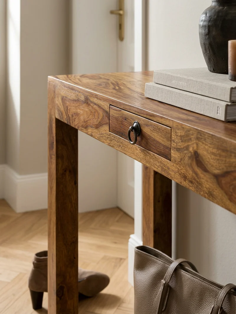 Konsolentisch Akazienholz Schublade Landhausstil