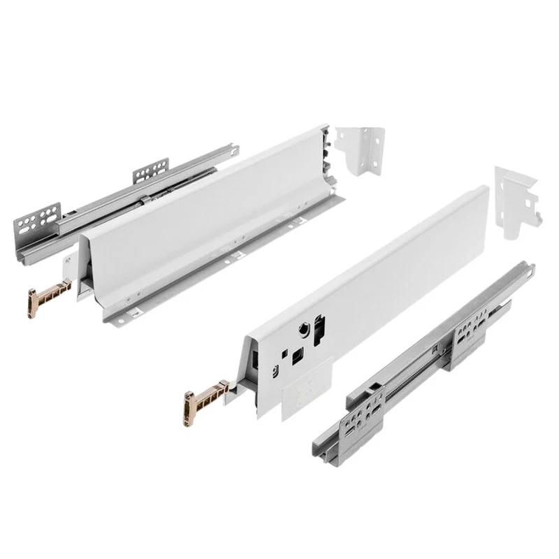 1 Satz Soft-Close Schubladensystem, NIEDRIG, H: 68mm, Weiß