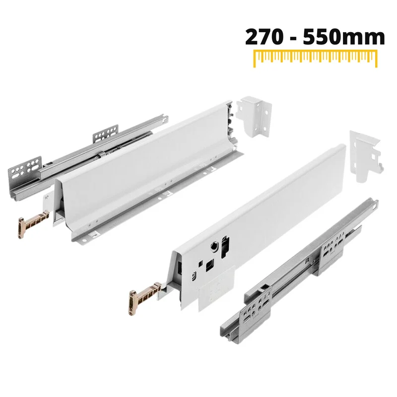 1 Satz Soft-Close Schubladensystem, NIEDRIG, H: 68mm, Weiß