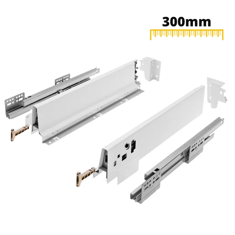 1 Satz Soft-Close Schubladensystem, NIEDRIG, H: 68mm, Weiß