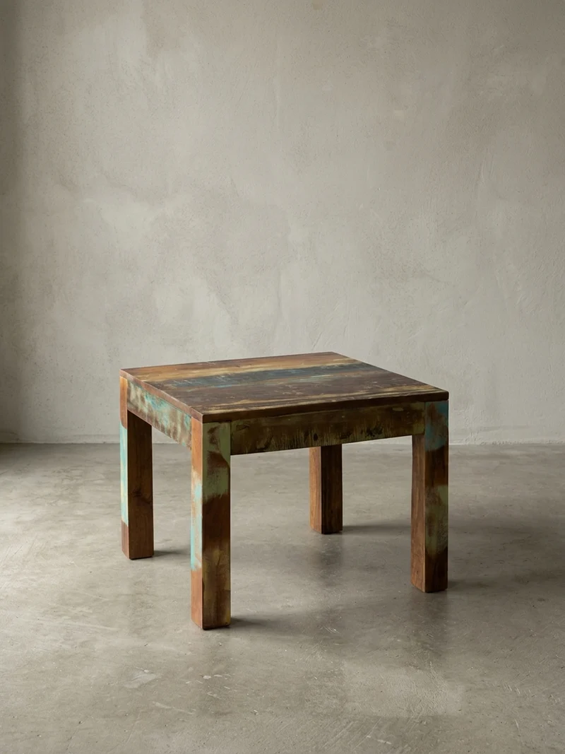 Couchtisch aus recyceltem Mango-Holz im Shabby-Chic Stil mit großer Tischplatte