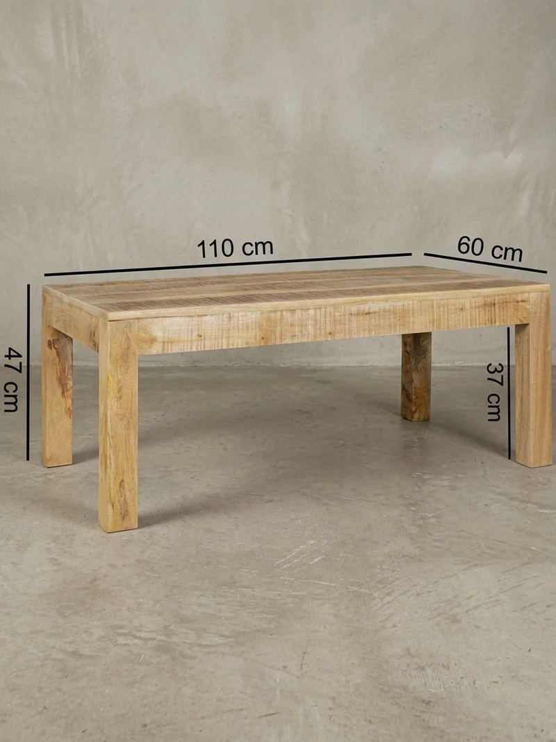 Couchtisch aus recyceltem Mango-Holz im Shabby-Chic Stil mit großer Tischplatte
