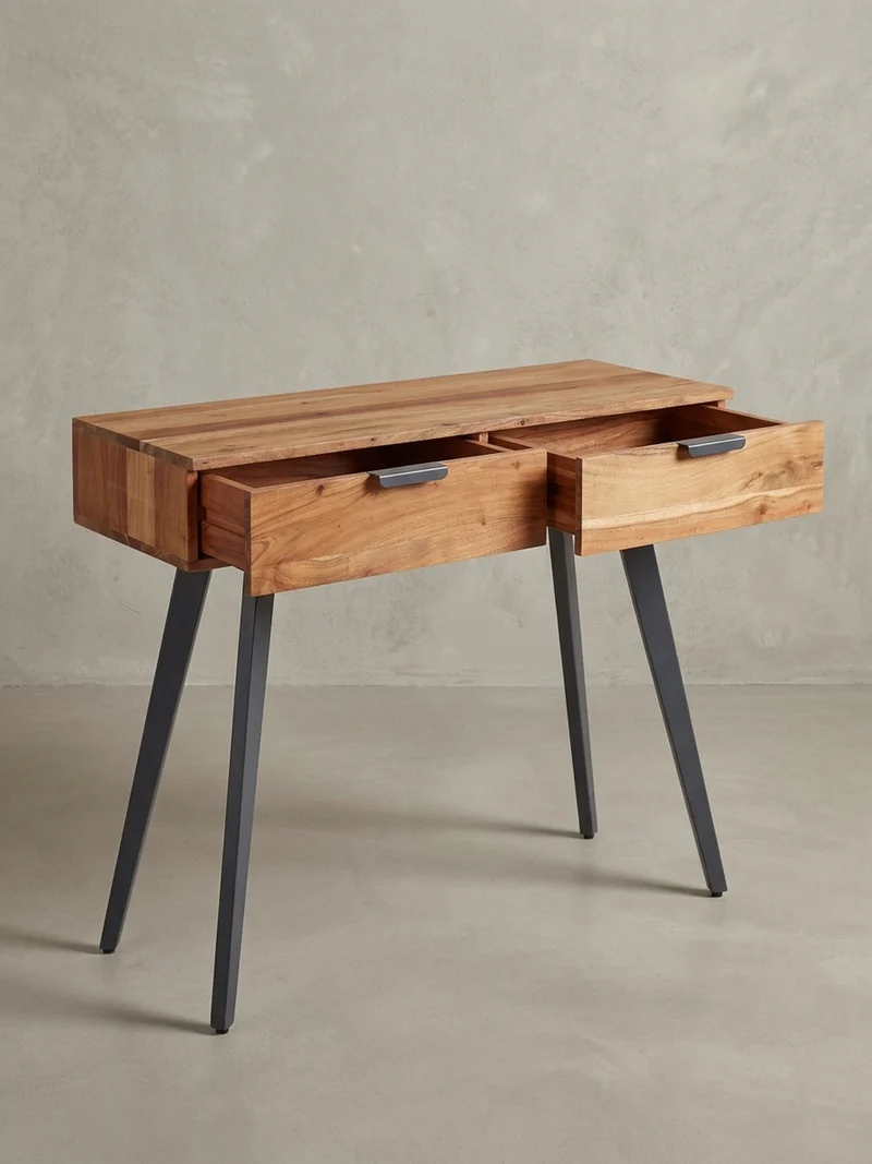 Konsolentisch – Massivholz/Metall, 2 Schubladen, individuelles Design