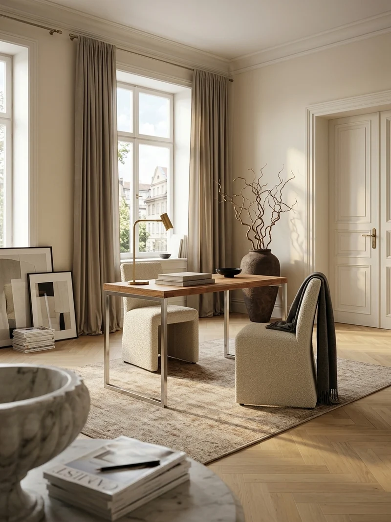 Schreibtisch Massivholz Landhausstil Chromgestell