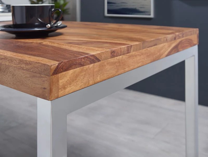Schreibtisch Massivholz Landhausstil Chromgestell