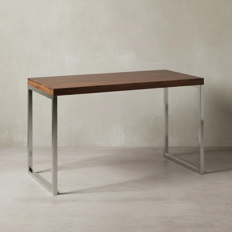 Schreibtisch Massivholz Landhausstil Chromgestell