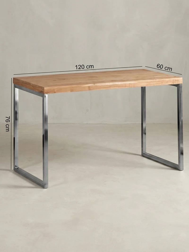 Schreibtisch Massivholz Landhausstil Chromgestell