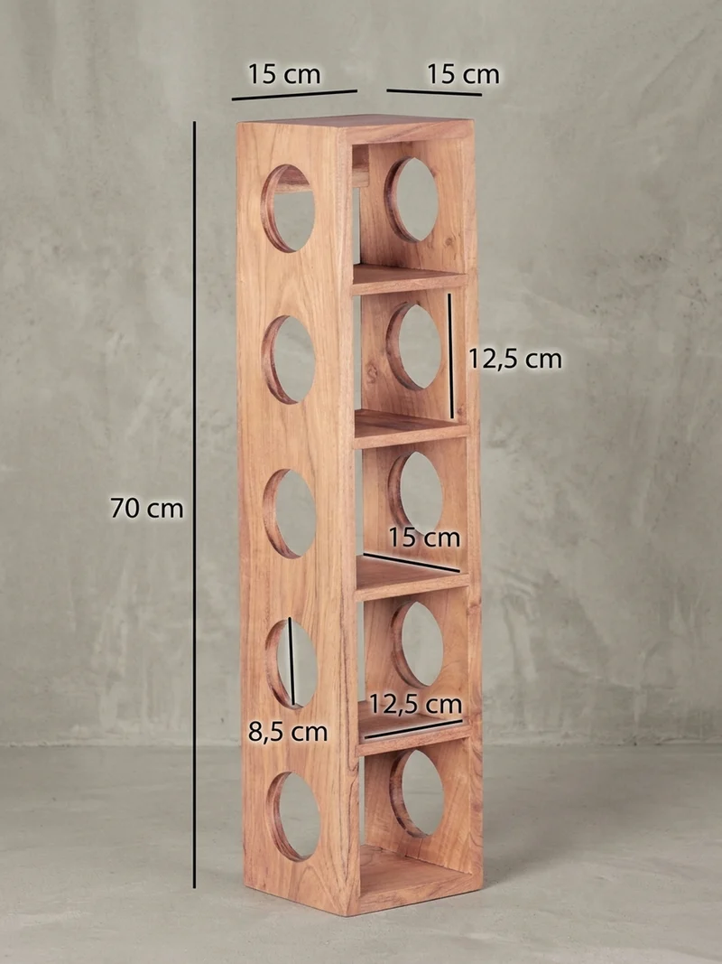 Weinregal Massivholz mit 5 Fächern Wandmontage Edelholz-Optik