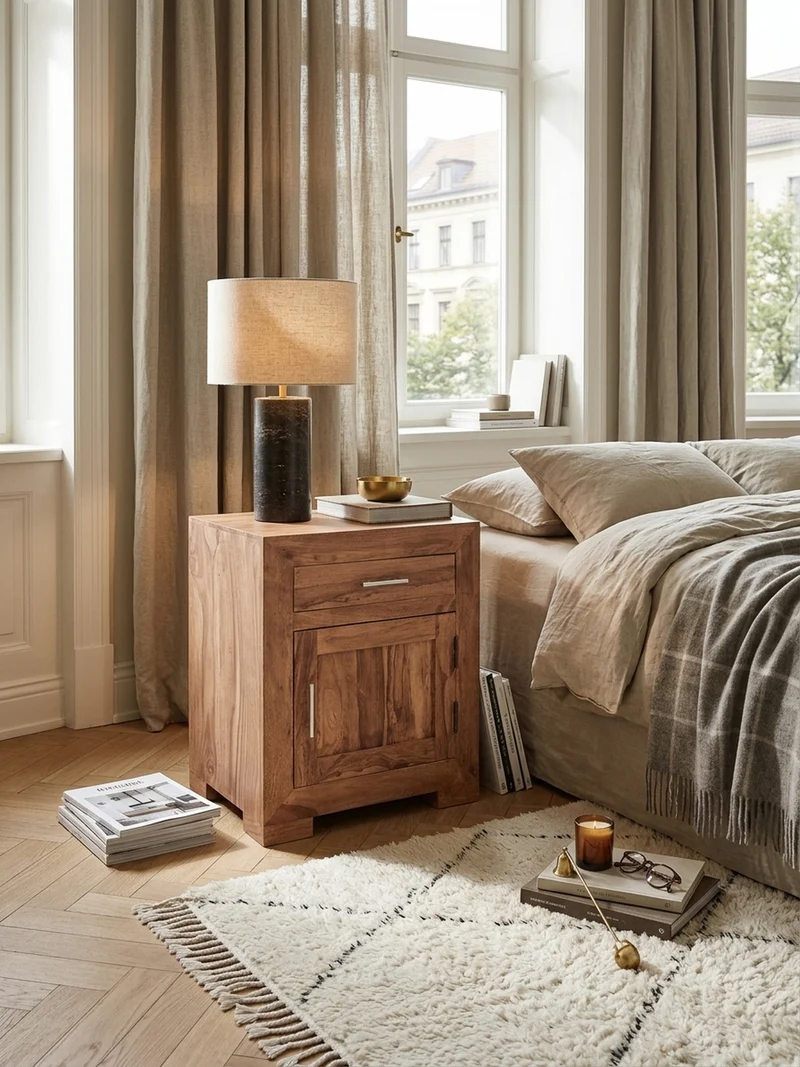 Nachttisch Massivholz Schublade Tür Landhausstil