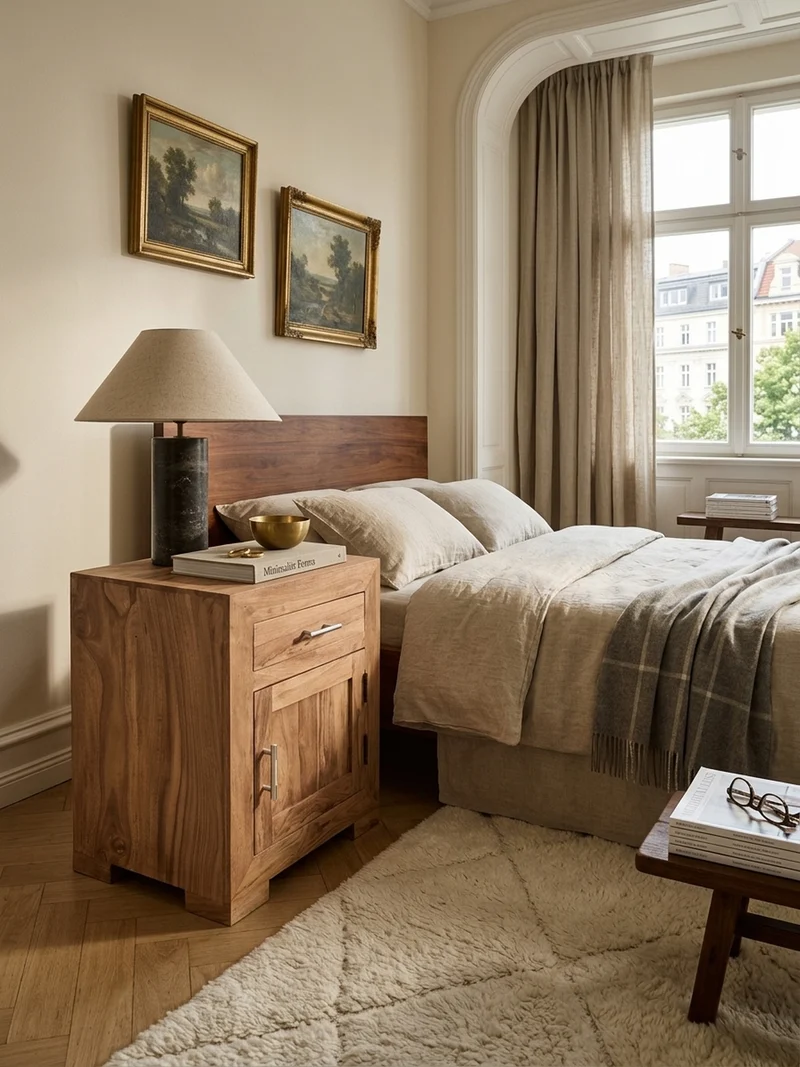 Nachttisch Massivholz Schublade Tür Landhausstil