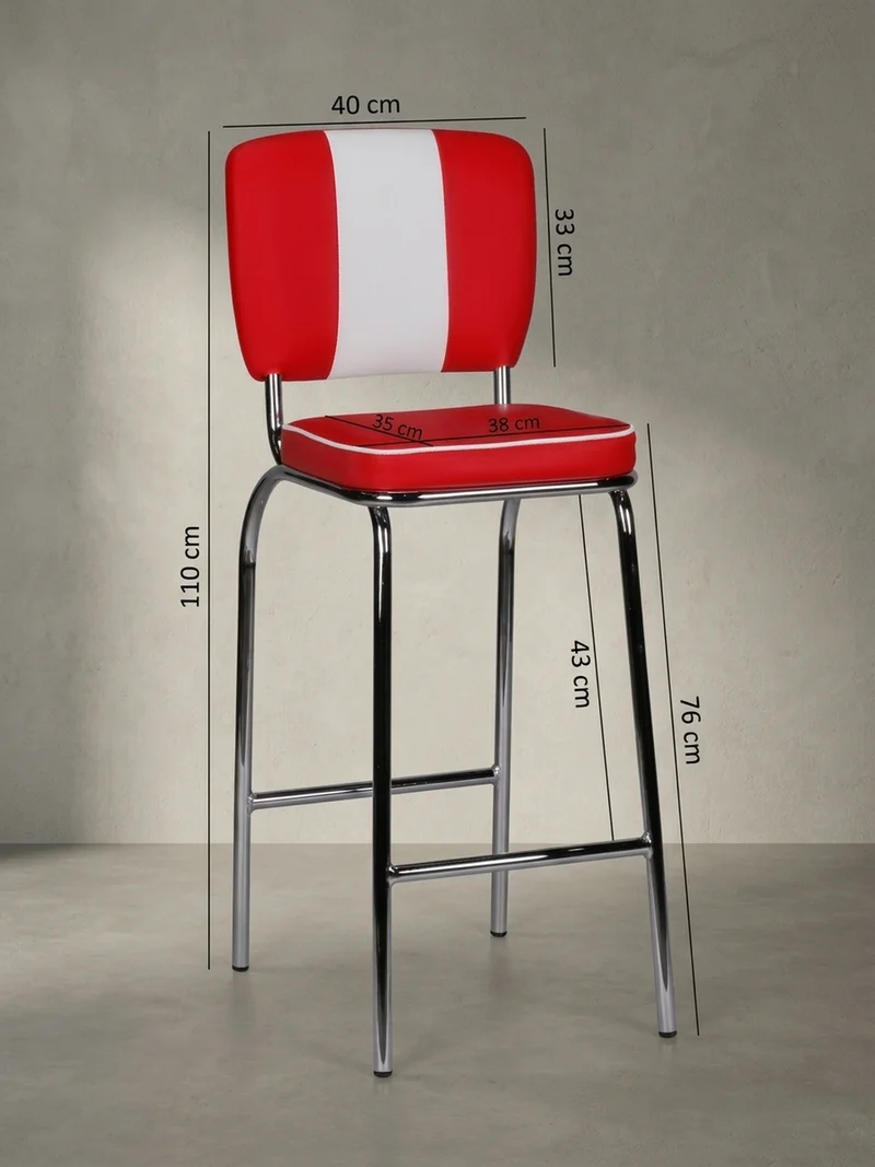 Barhocker Kunstleder Chromfuß Retro