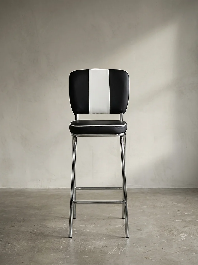 Barhocker Kunstleder Chromfuß Retro