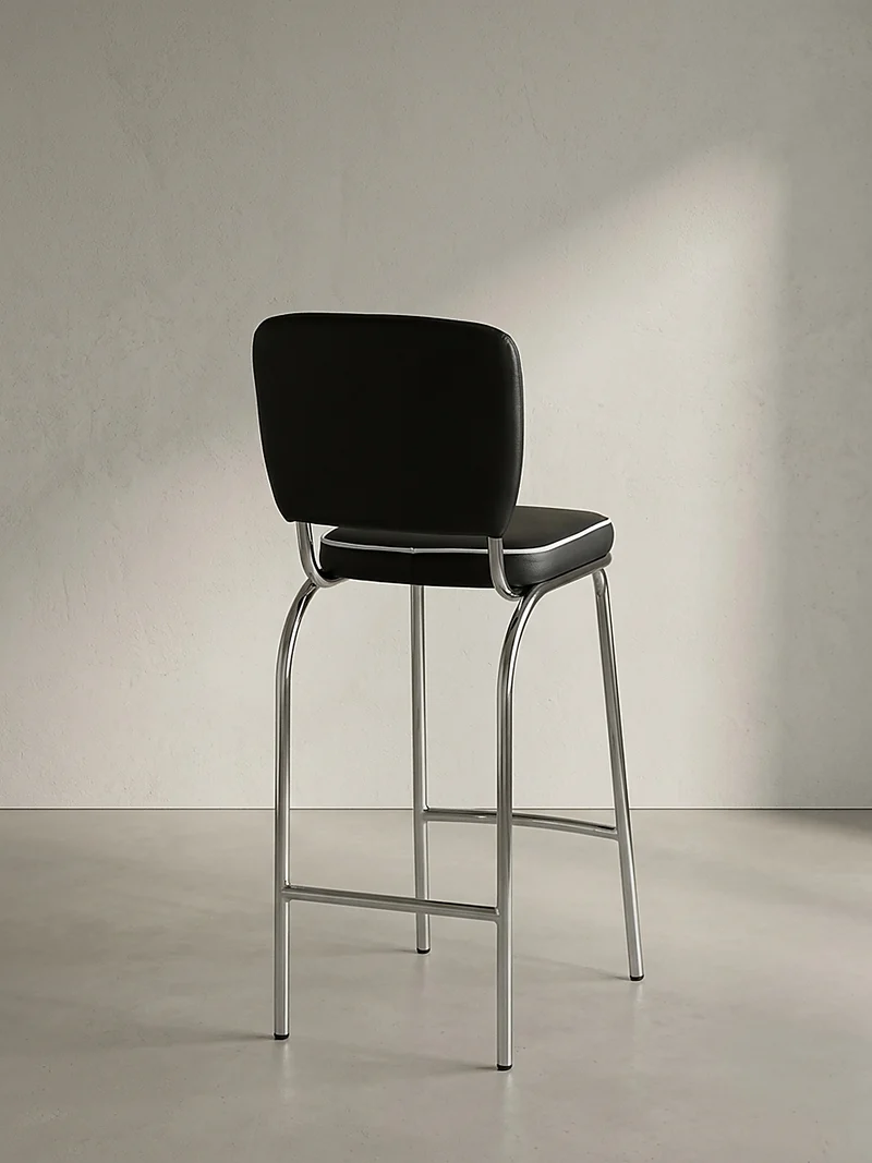 Barhocker Kunstleder Chromfuß Retro