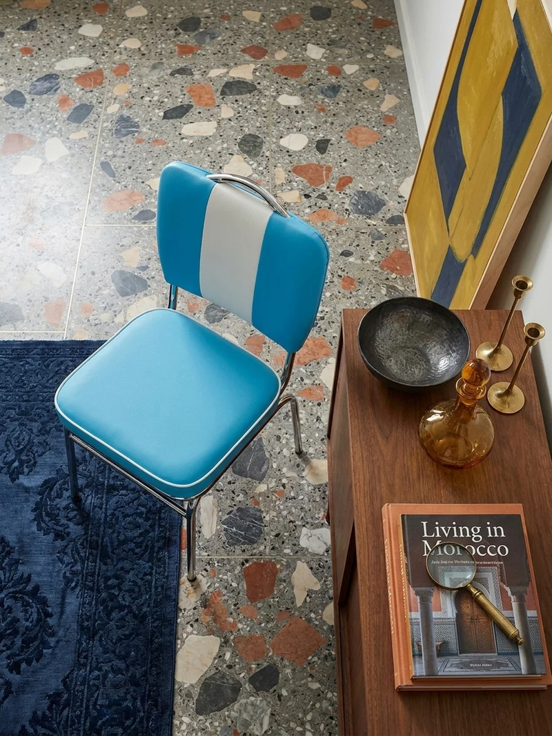 Esszimmerstuhl Kunstleder mit Metallgestell Retro 50er Jahre gepolstert