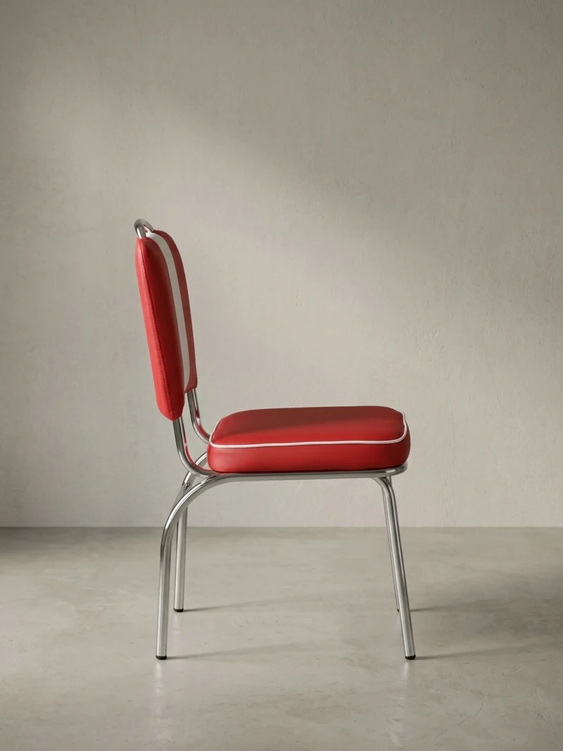 Esszimmerstuhl Kunstleder mit Metallgestell Retro 50er Jahre gepolstert