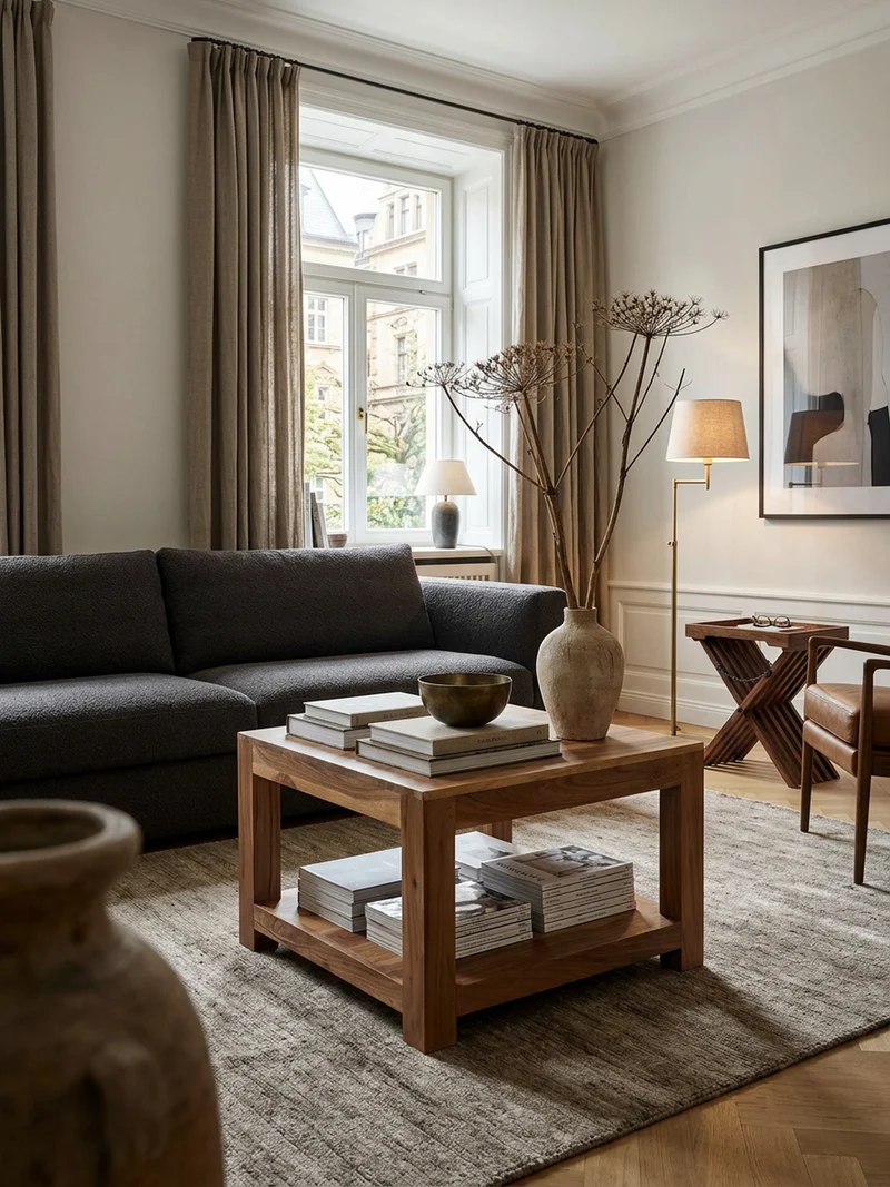 Couchtisch Massivholz im Landhausstil mit Ablagefach und pflegeleichter Oberfläche