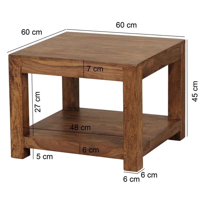 Couchtisch Massivholz im Landhausstil mit Ablagefach und pflegeleichter Oberfläche