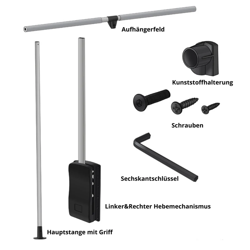 Kleiderlift 600-830mm - Chrom/Weiß
