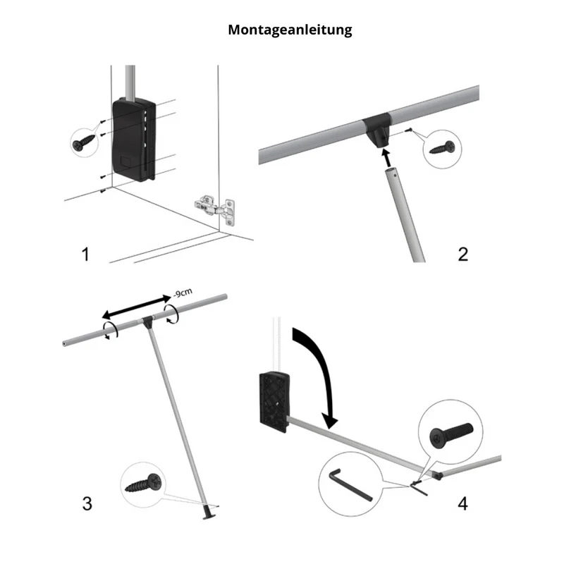 Kleiderlift 600-830mm - Chrom/Weiß