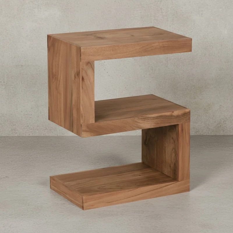 Beistelltisch Massivholz S-Form Handgefertigt