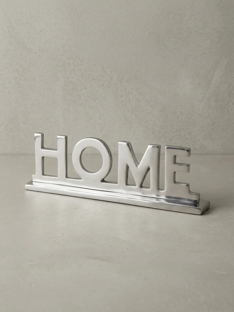 Wohnaccessoire Schriftzug aus Aluminium, 22 cm Silberdeko für Tisch und Regal