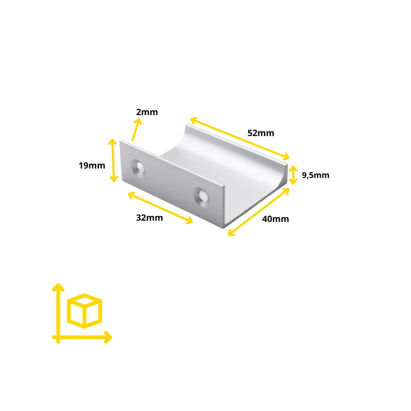 Griffleiste Kantengriff 32mm (52mm Gesamtlänge) - Aluminium