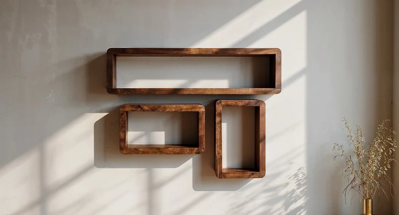 Wandregal Set CUBES Massivholz Abgerundete Ecken