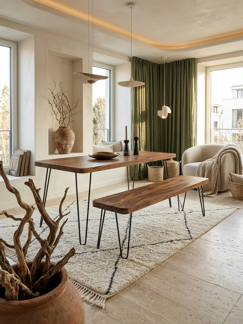 Sitzbank Massivholz Metallbeine Landhausstil