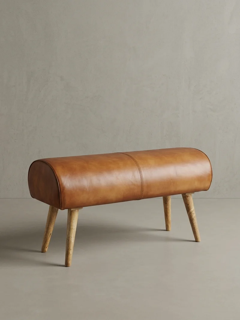 Sitzbank – Echtleder/Holz, 2 Personen, Modern