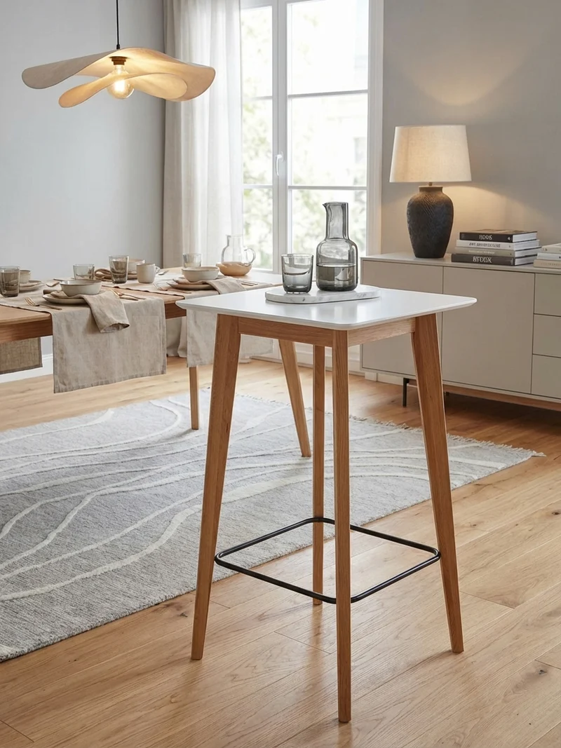 Bartisch – Skandinavisch, Eichenbeine, quadratisch, 50 kg Belastbarkeit
