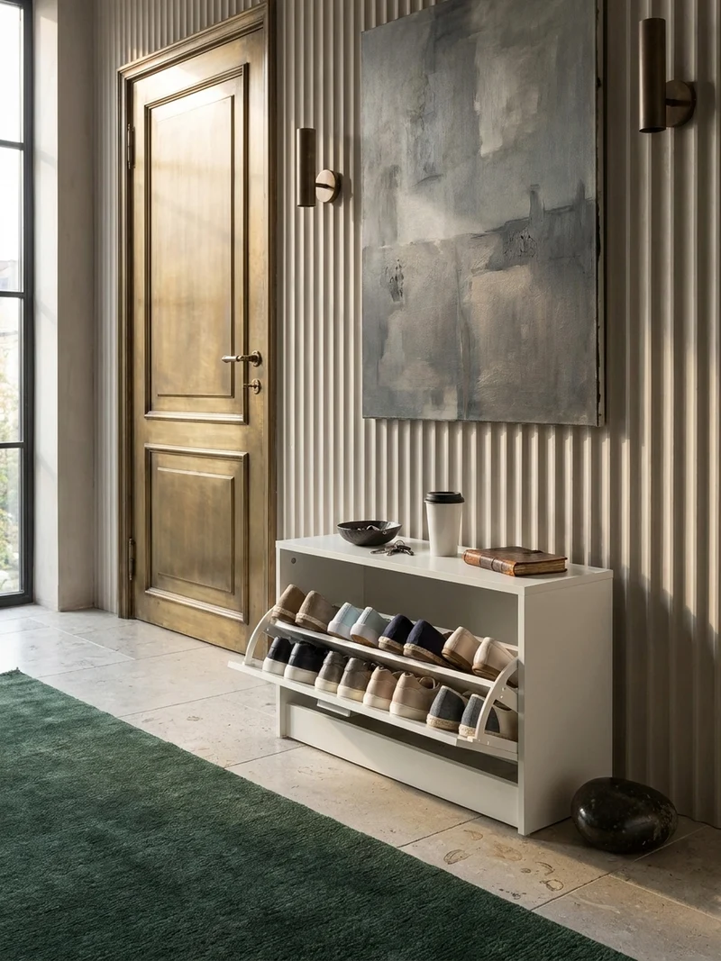 Schuhkipper aus Holz mit Ablage und 1 Fach