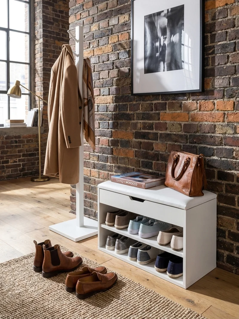 Schuhbank gepolstert mit Stauraum