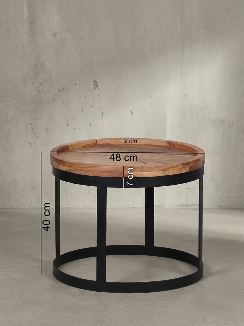Beistelltisch 2er Set Massivholz Metallgestell Rund