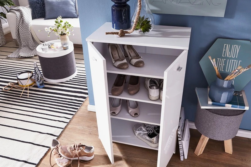 Schuhschrank Holz mit 2 Türen und 3 Einlegeböden