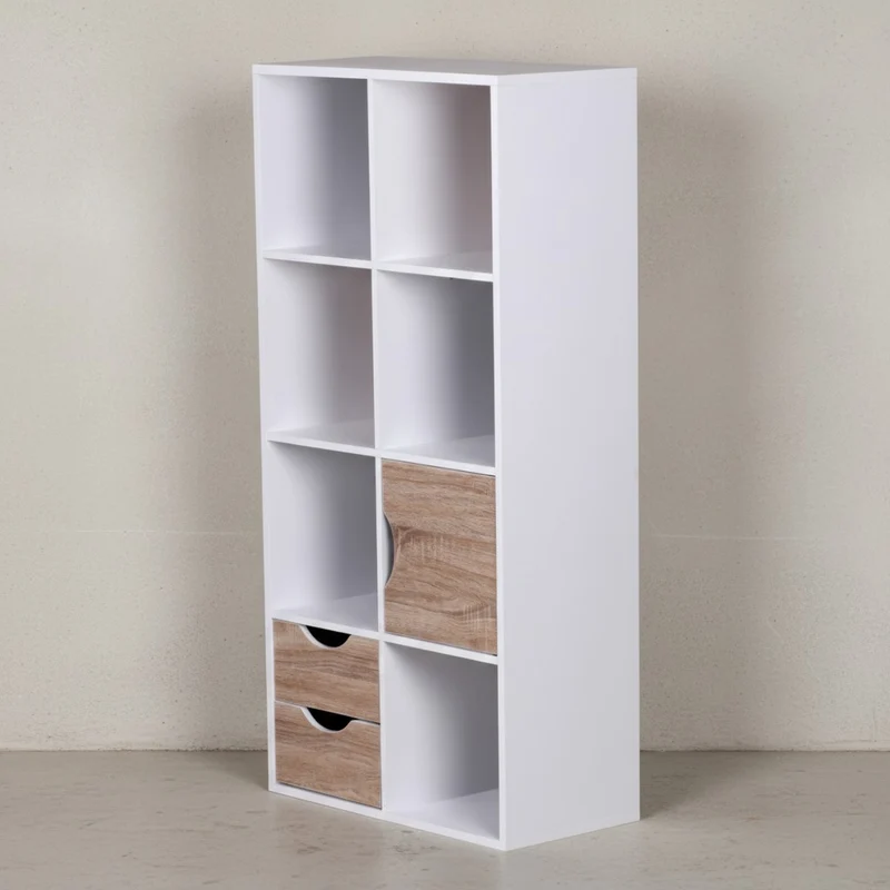 Bücherregal – Sonoma Eiche/Weiß, 8 Fächer, modern, Raumteiler-funktion