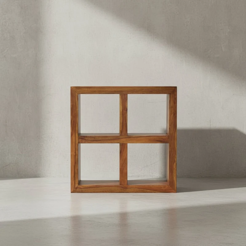 Standregal – Naturholz, Massiv, 4 Fächer, 82x82x34 cm