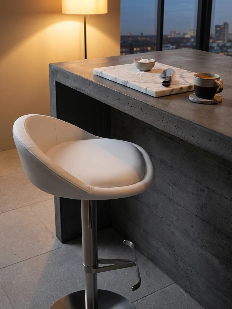 Barhocker Höhenverstellbar Edelstahl Halbrunde Rückenlehne