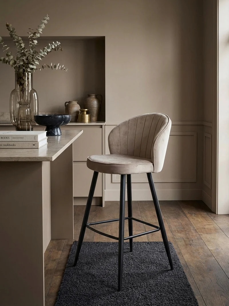 Barhocker Samt Metallbeine Skandi-Stil