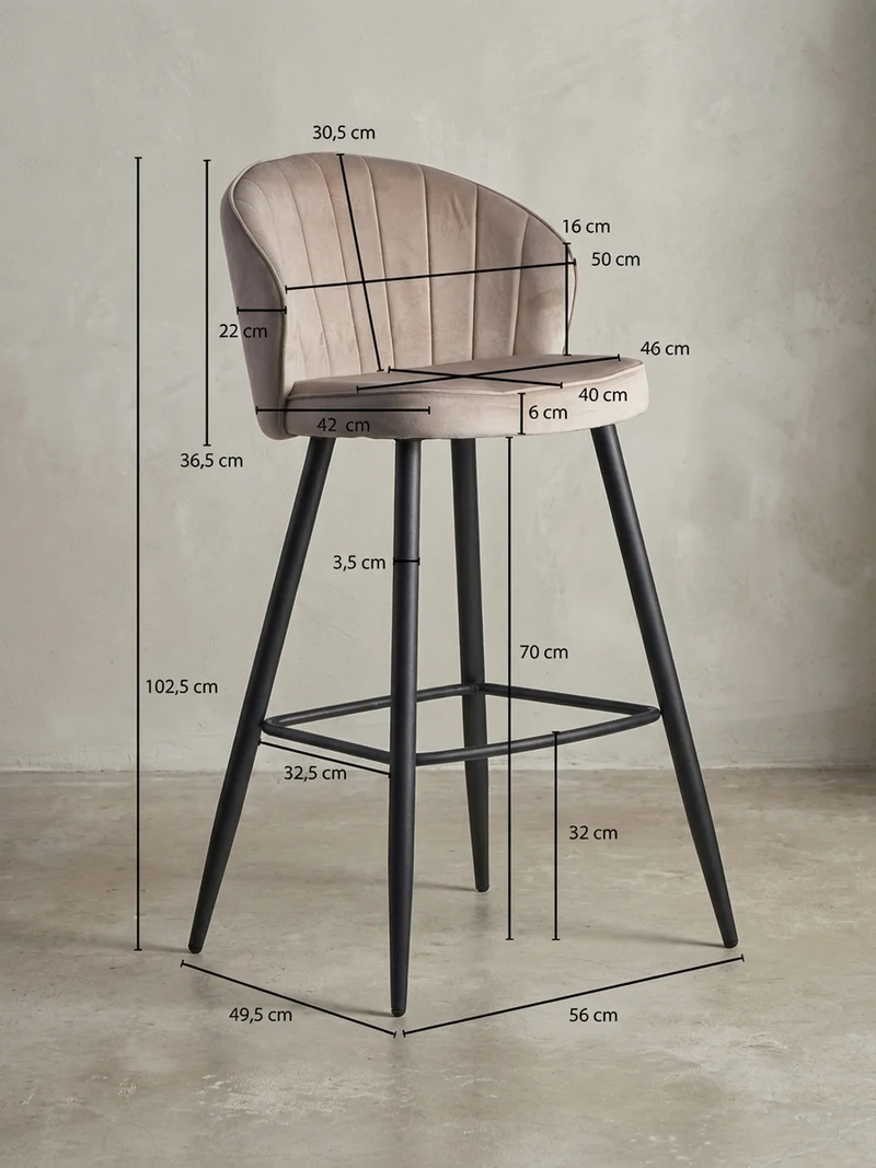 Barhocker Samt Metallbeine Skandi-Stil