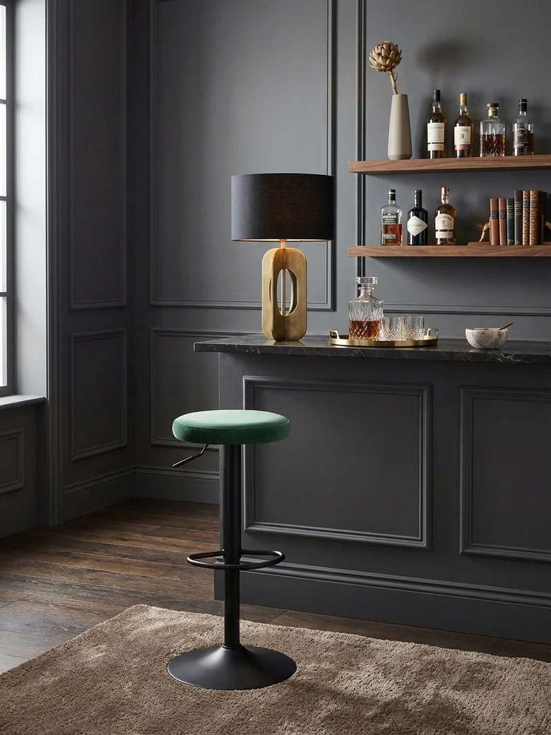 Barhocker Höhenverstellbar Eisen Samt Drehbar