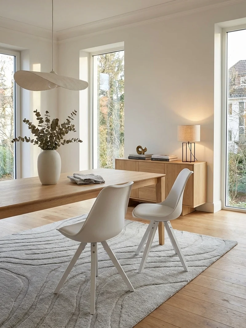 Esszimmerstuhl 2er Set Kunstlederbezug mit Holzgestell Modern gepolstert